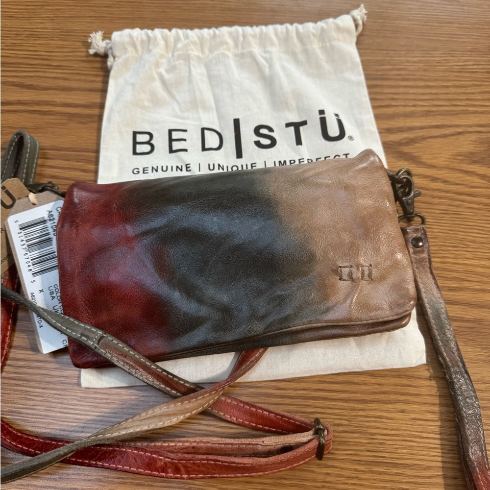 BED|STU Leather Wristlet - Brown and Red